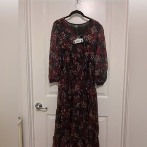 NWT Maxi Angie Vintage Floral Summer Dress Small coquette sheer floral